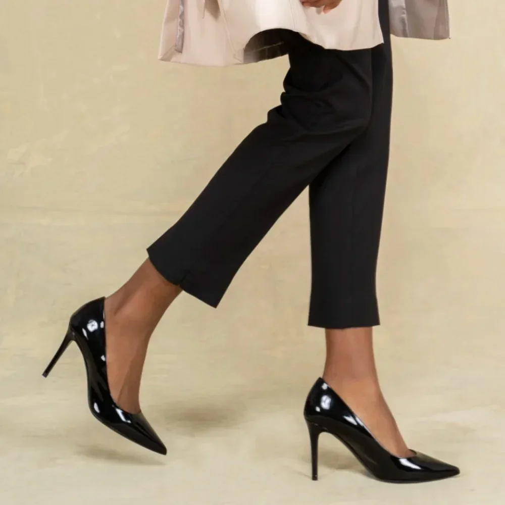 M. Gemi Black Patent Leather Pointed-Toe Pumps